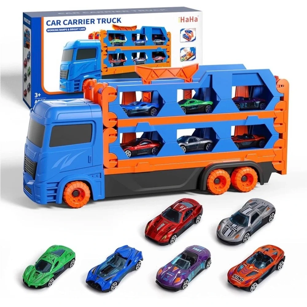 Semi Truck with 6 Diecast Cars